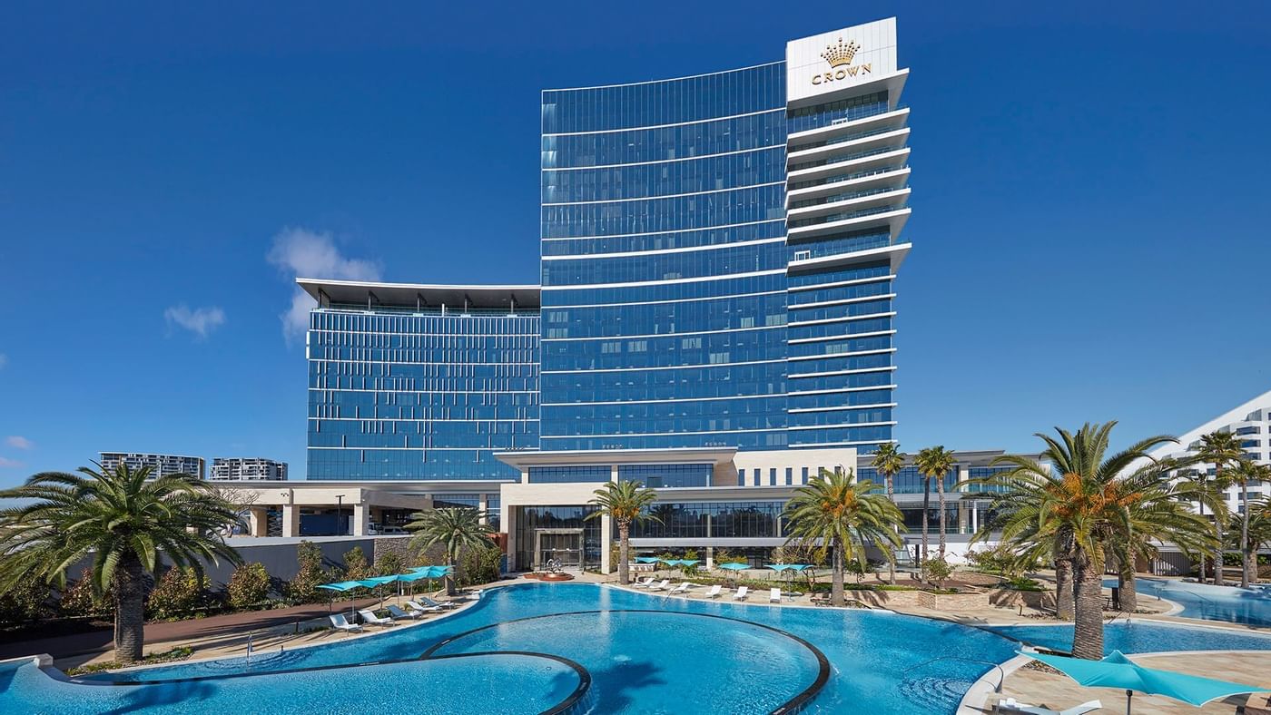 Exterior view of Crown Hotel & outdoor pool