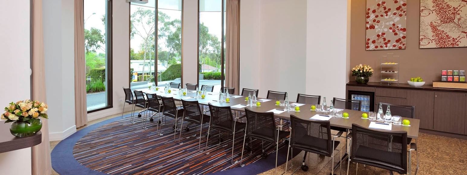 Table & refreshments in Eureka room at Novotel Glen Waverley