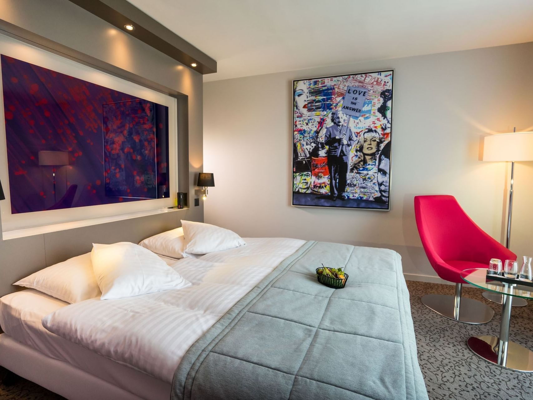 Art hung by the bed in Superior Room at Starling Hotel Lausanne Switzerland hotel deals