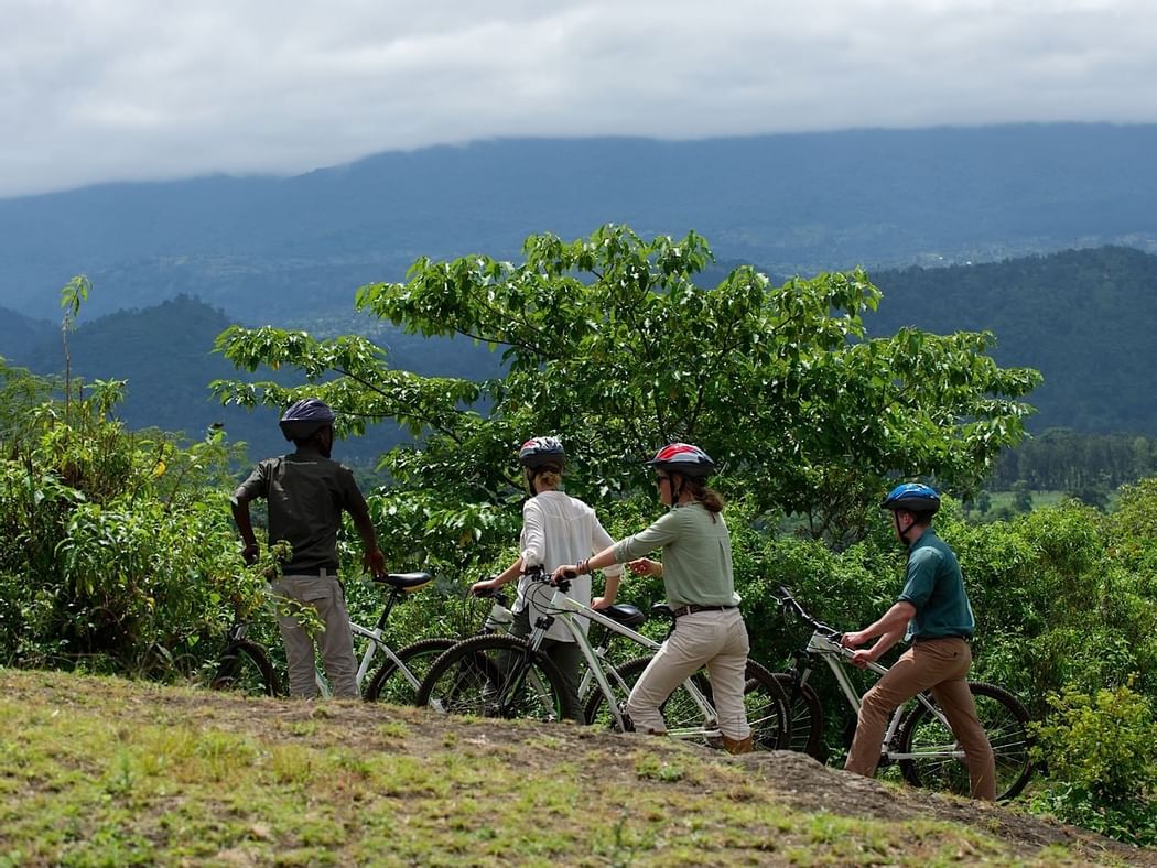 People Mountain Biking near Arusha Serena Hotels