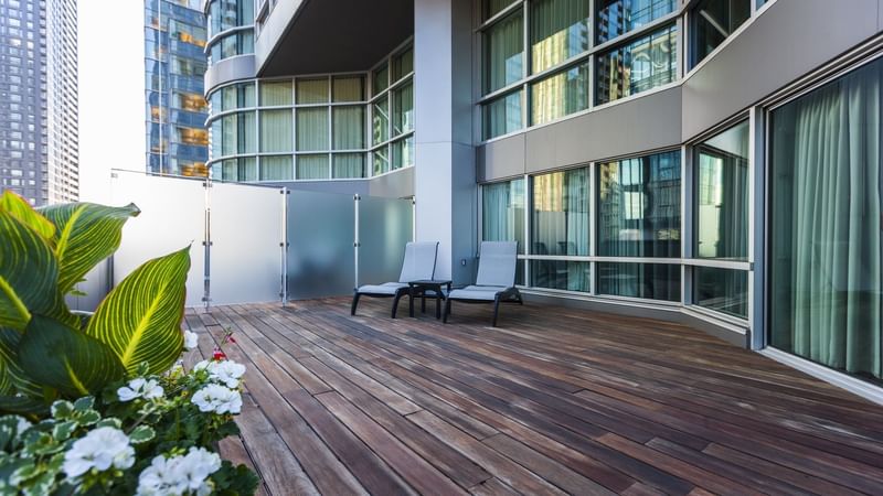Spacious balcony area in Penthouse Suite de la Montagne at Warwick Le Crystal