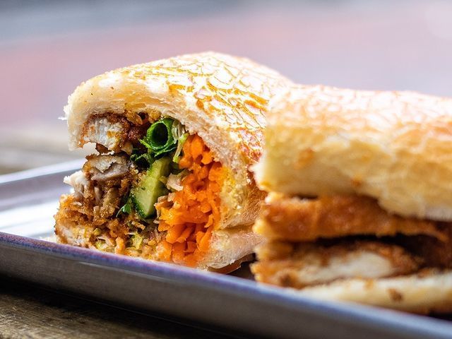 Banh mi roll served in Hawker Boys at Brady Apartment Hotel Hardware Lane