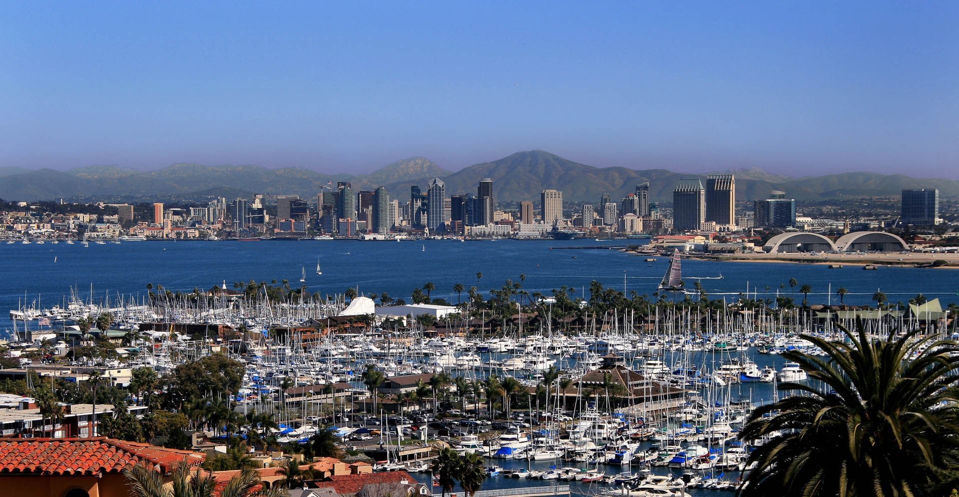Landscape panoramic view of the city & sea near Hotel Republic San Diego