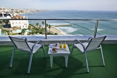 Private balcony with a sea view at Hotel Cascais Miragem