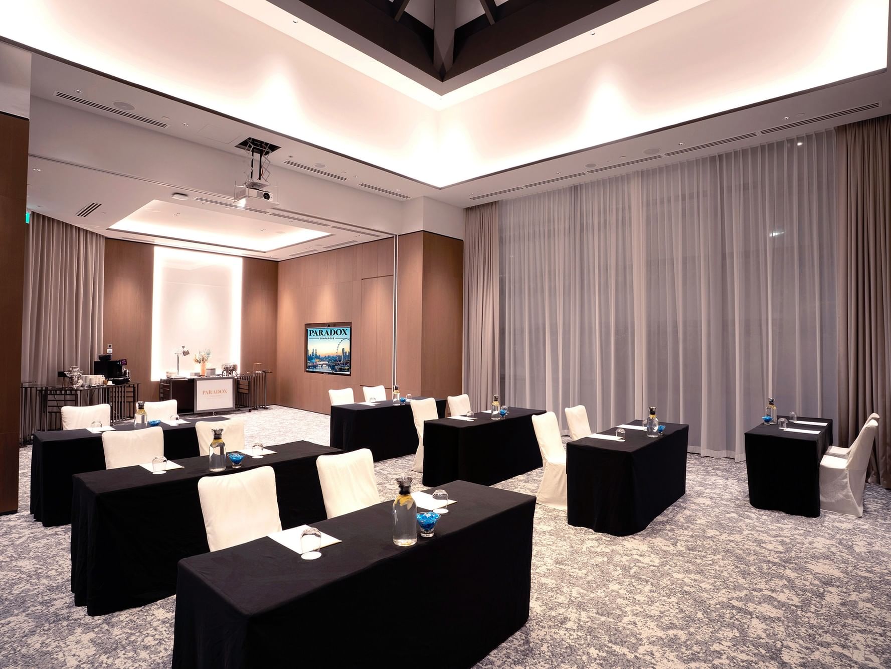Classroom-style setup in Inkwood room at Paradox Singapore.