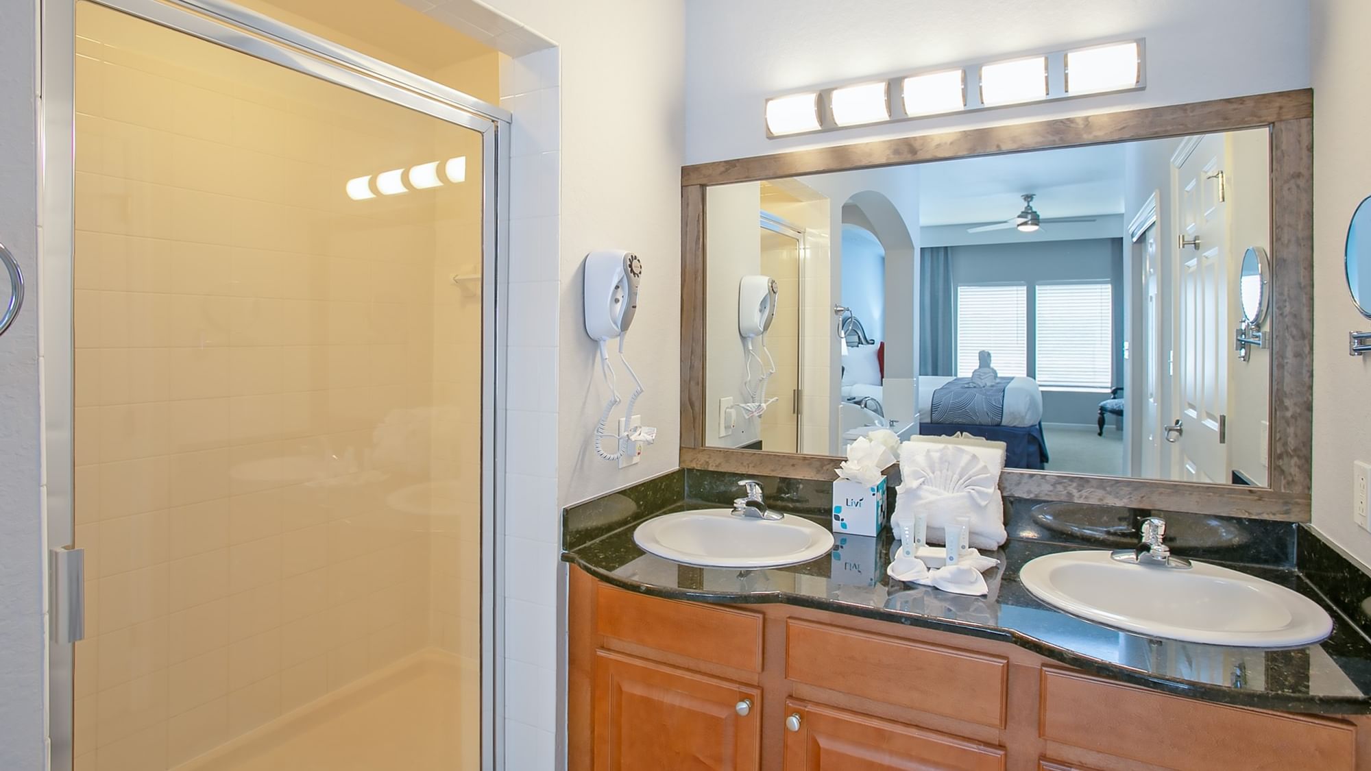 LBV Signature Collection Suites - 3 Bedroom 3 Bath - Primary Bathroom with double sink and walk-in shower