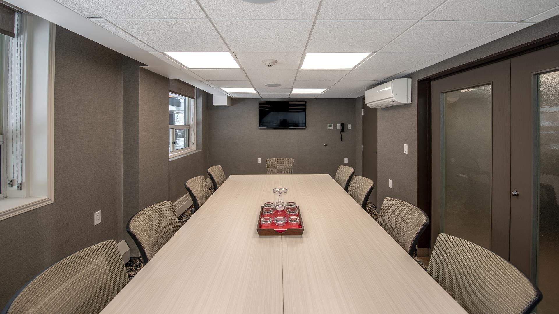 Meeting room with table and chairs