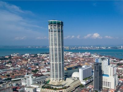 Ariel view of Komtar in George Tower on a sunny day near Sunway Hotel Georgetown