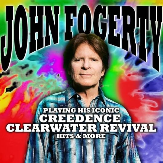 John Fogerty against a tie dye background