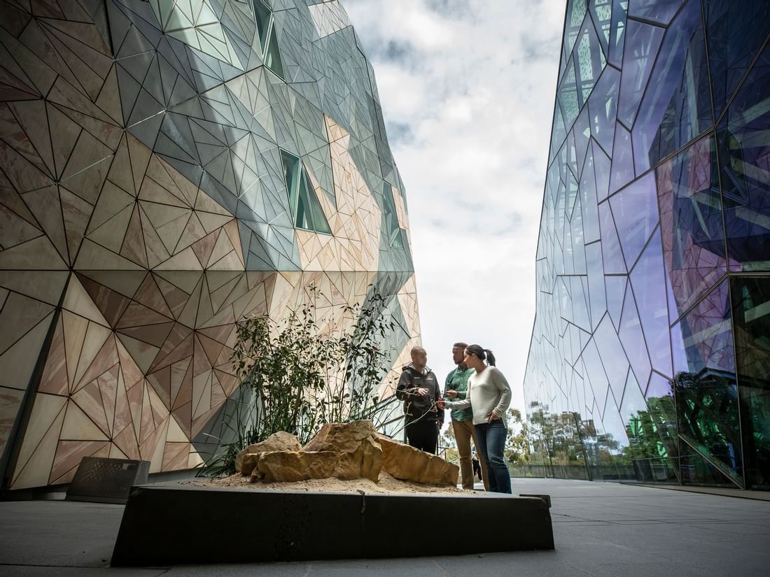 People in Federation Square near Quay West Suites Melbourne