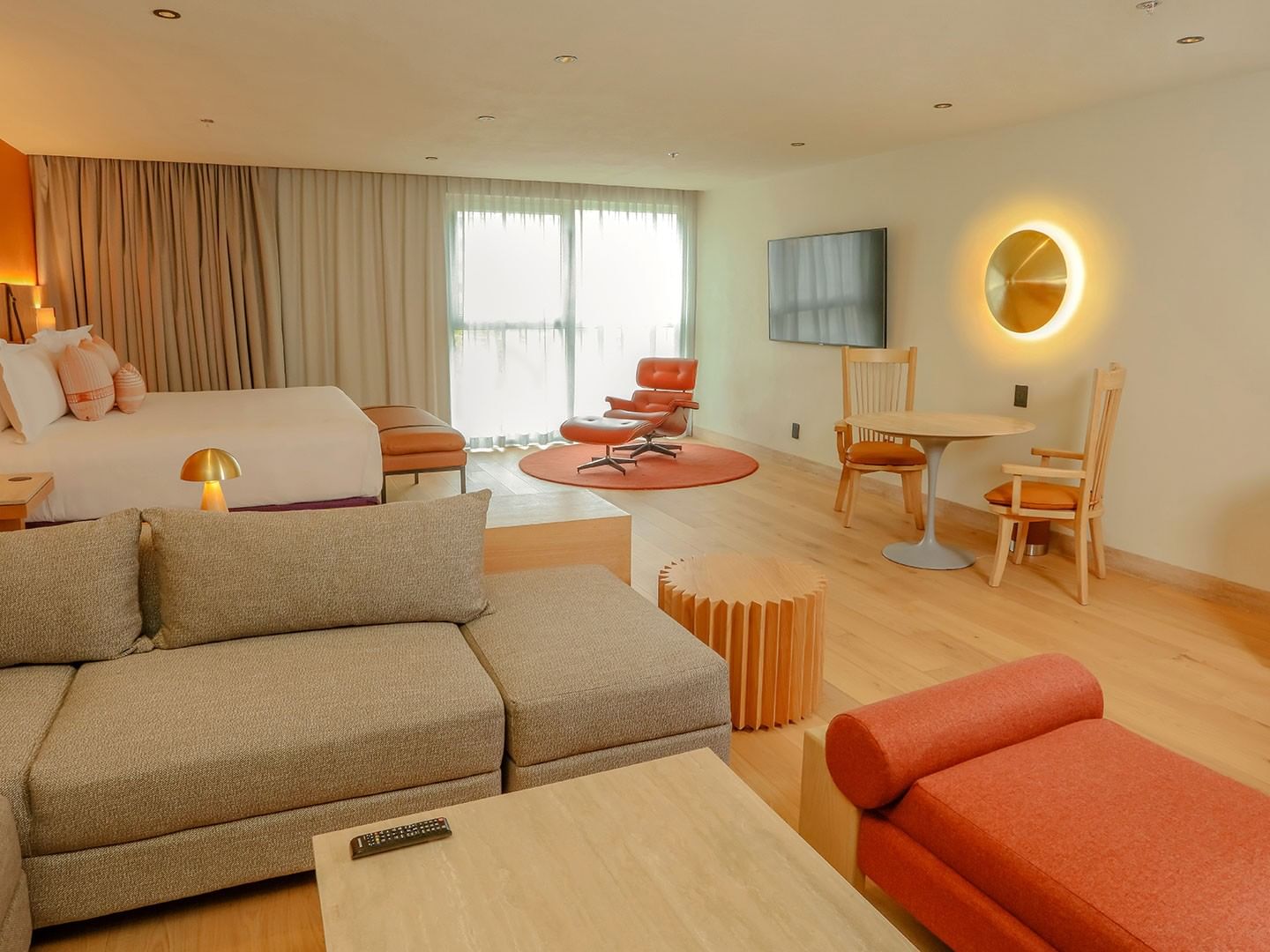 King Superior Junior Suite with living area and large bed at Camino Real Polanco Mexico in Ciudad de Mexico.