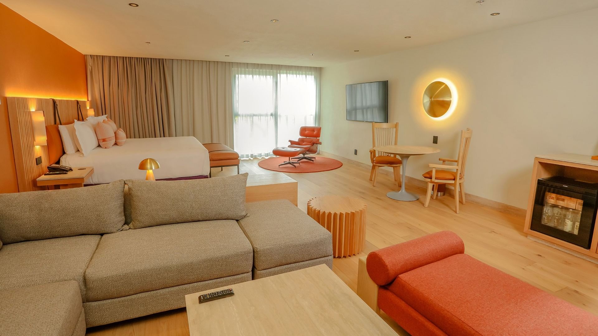 King Superior Junior Suite with living area and large bed at Camino Real Polanco Mexico in Ciudad de Mexico.