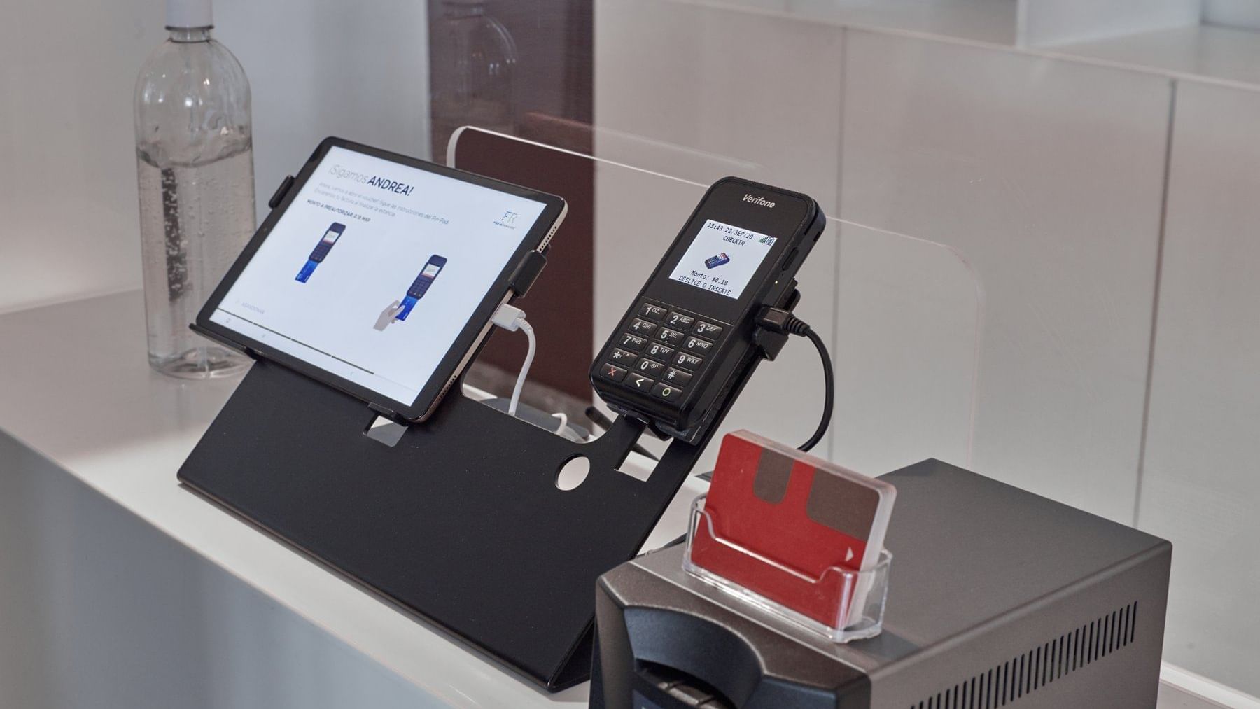 Close-up on the Check-in desk at Fiesta Inn Puebla Las Animas