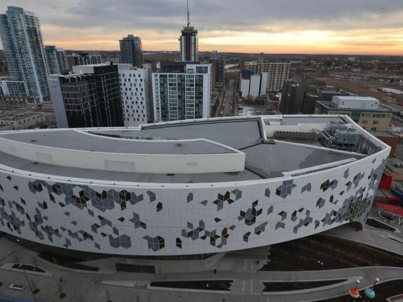 Aerial view of Calgary Central Library, Hotel Clique Calgary