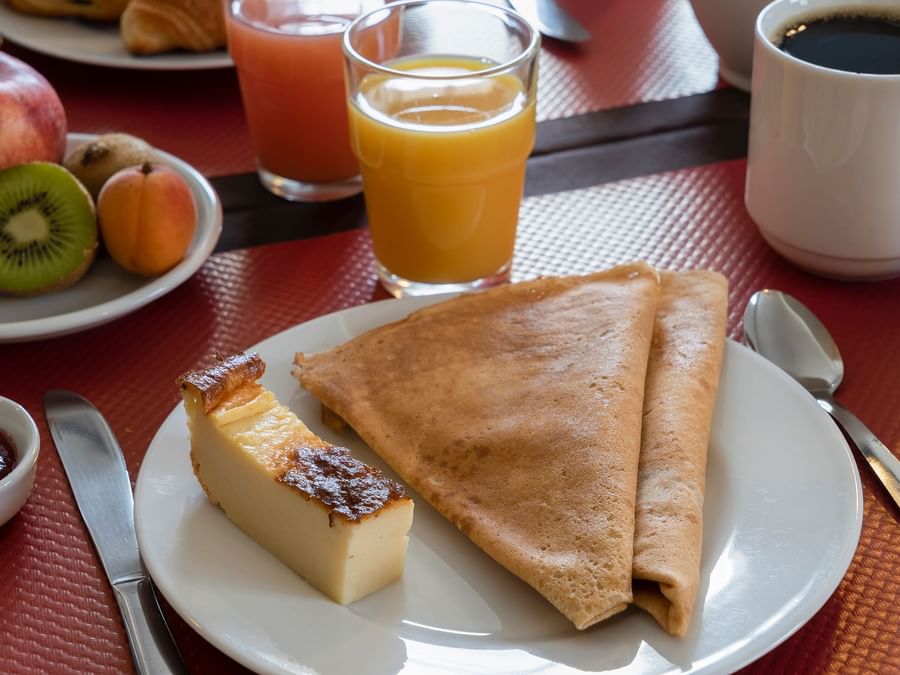 Close up of breakfast served at Hotel La Baie de Morlaix