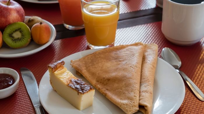 Close up of breakfast served at Hotel La Baie de Morlaix