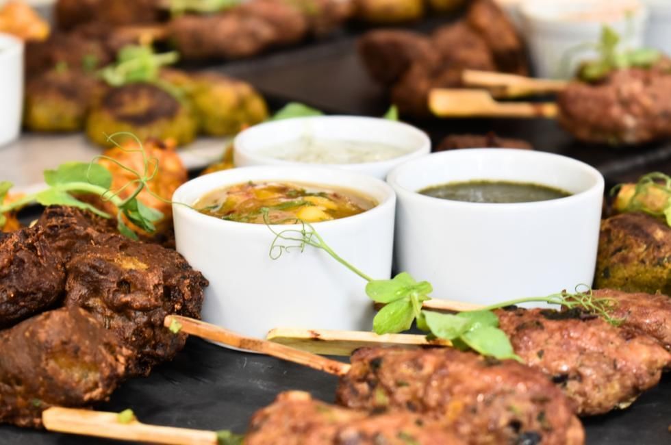 indian canapes for wedding at gorse hill in surrey
