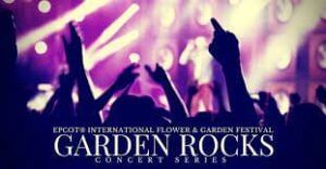 A poster of Garden Rocks Concert Series at Rosen Inn Universal