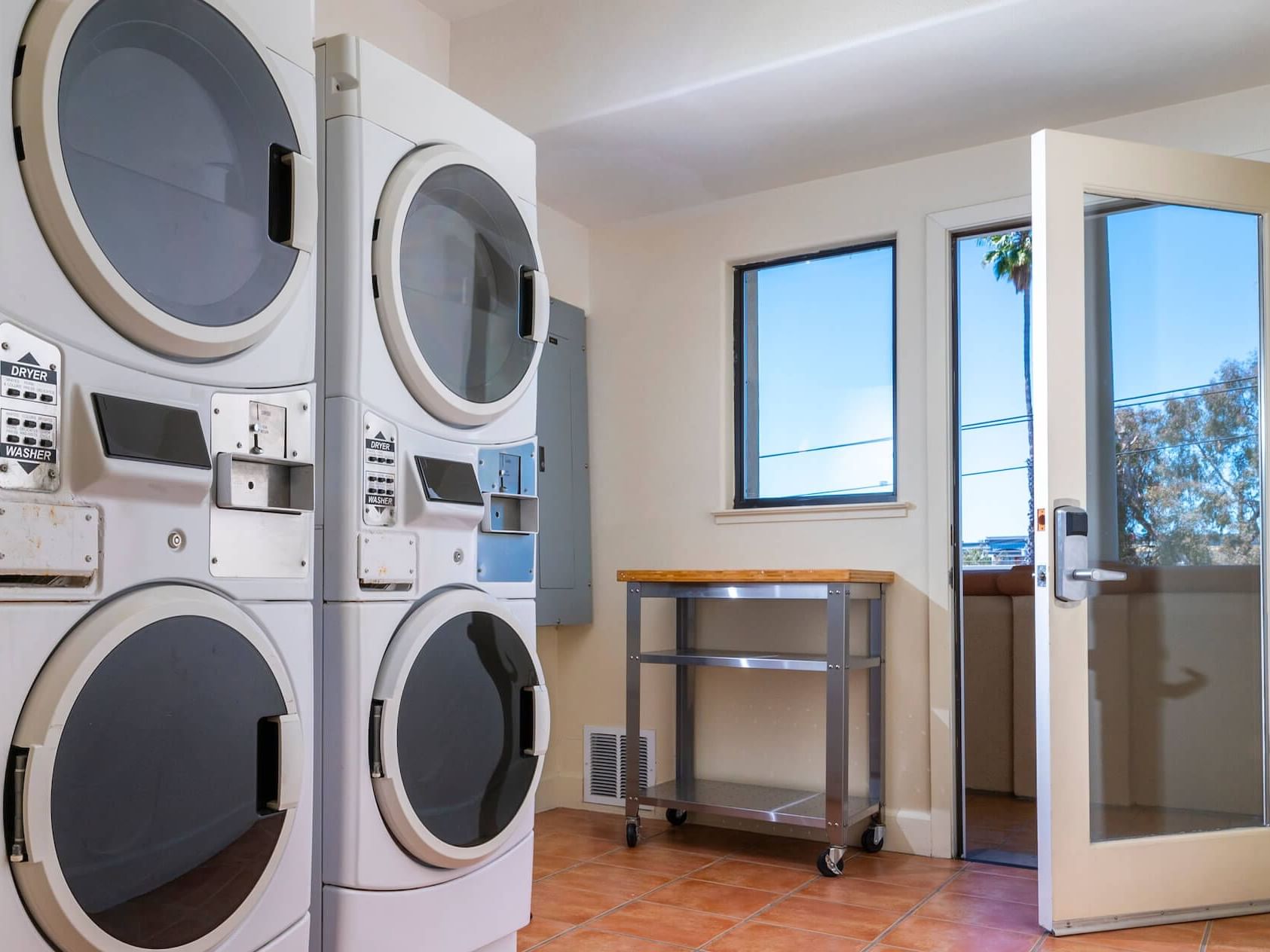 Washing machines in the hotel laundry room at Nesuto Hotels