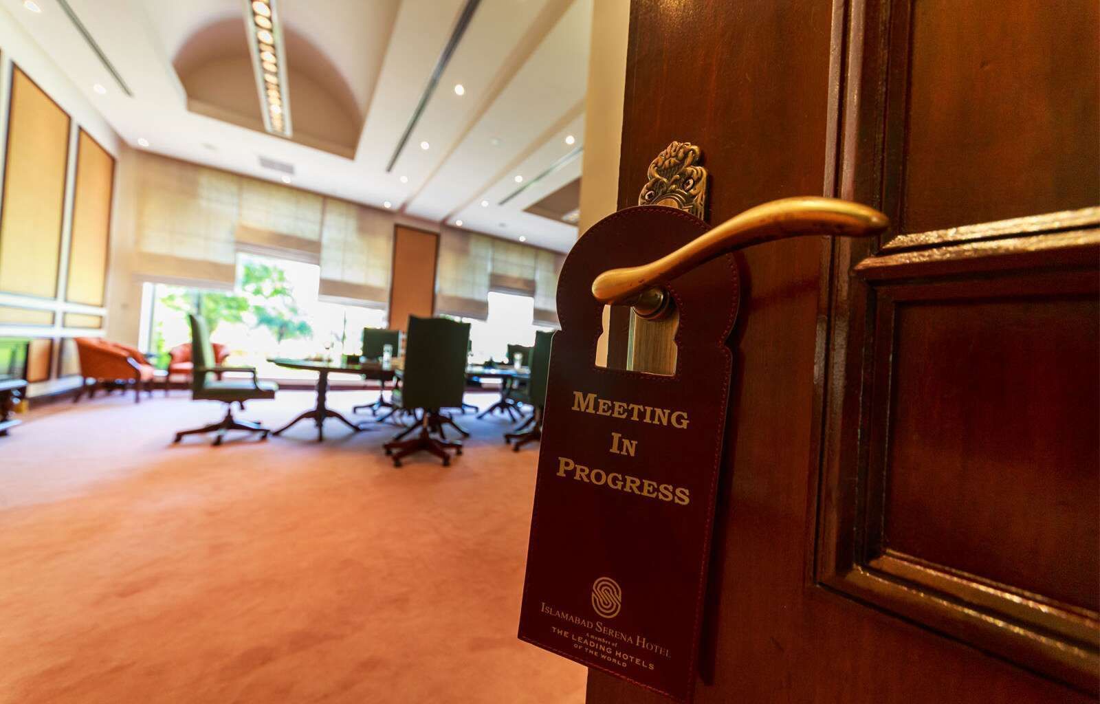 Closeup on Door tag of a Meeting room at Islamabad Serena Hotel