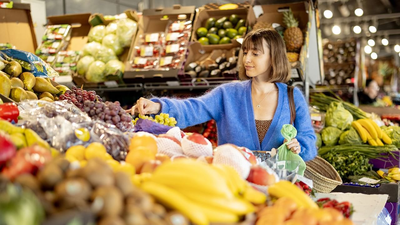 Woman shopping at a public market