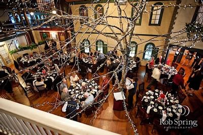 Overhead view of wedding held in the courtyard