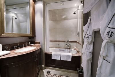 King Deluxe Room Bathroom at Patrick Hellman Schlosshotel