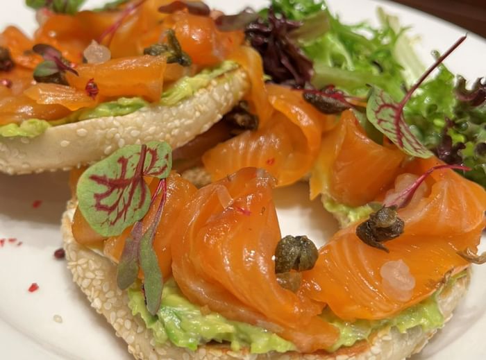 Smoked salmon dish served at Commodore Restaurant & Café