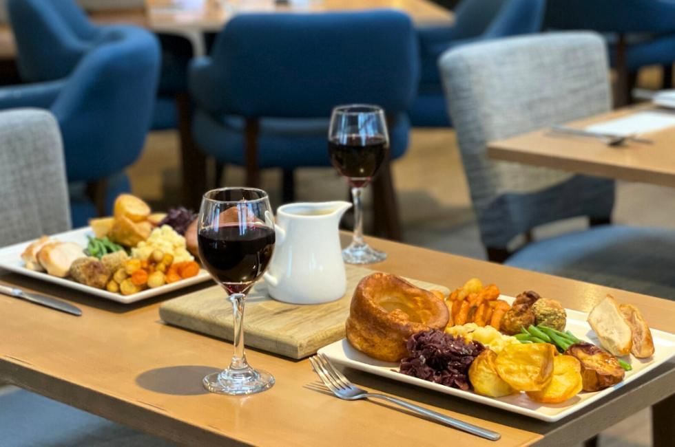 sunday lunch with freshly made yorkshires at villiers hotel in buckingham