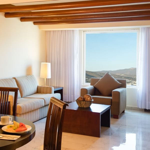 Living area with view in Junior Suite at Fiesta Inn