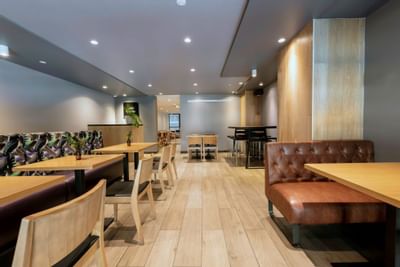 Dining area of the cafe at Brady Hotels Central Melbourne