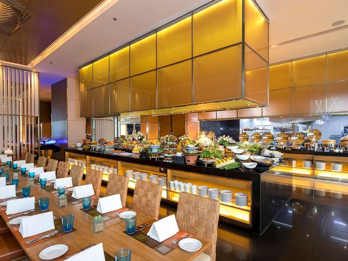 Buffet arranged in The Glass House at Eastin Grand Hotel Sathorn Bangkok