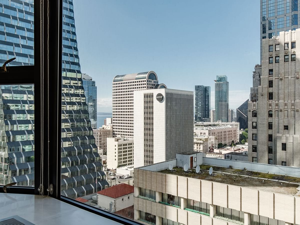 View of downtown Seattle from hotel room