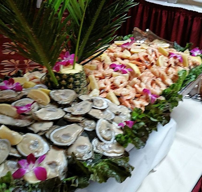 Close photo of oyster platter.
