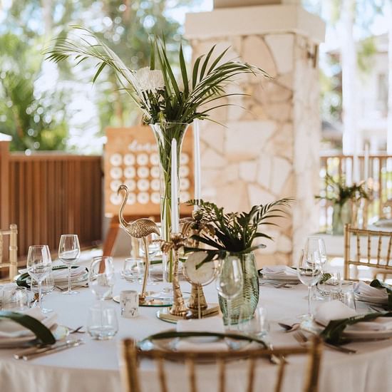 Modern Tropical Terrace Wedding set up