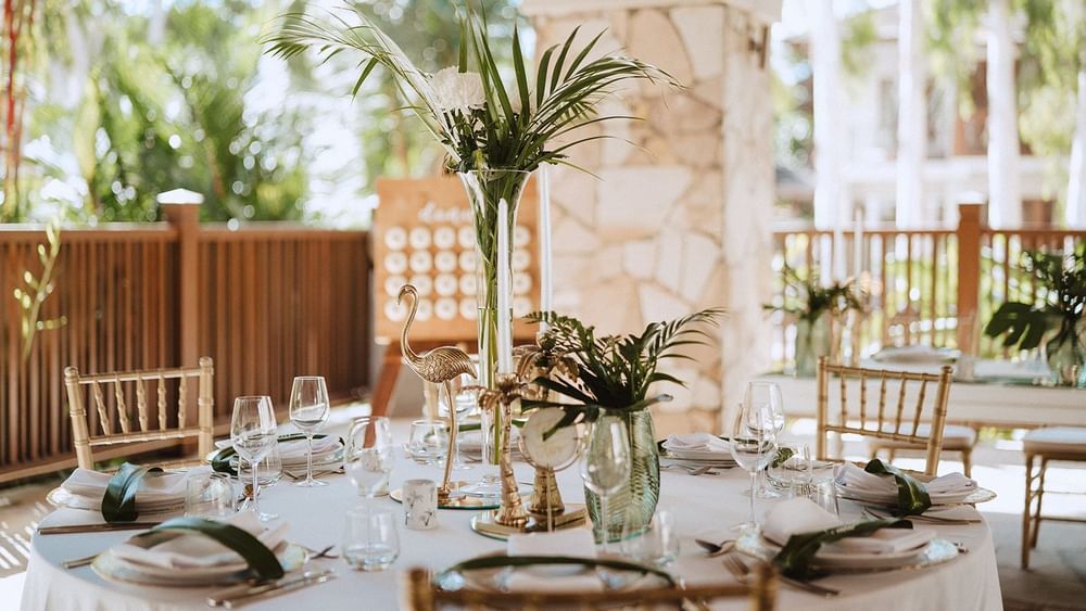 Modern Tropical Terrace Wedding set up