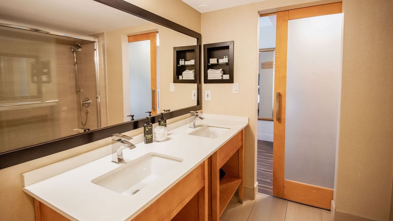 Bathroom with sink, towels, and soap