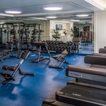 Exercise machines in the gymnasium at Palazzo Versace