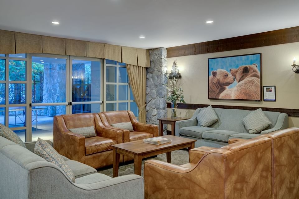 couches in hotel lobby
