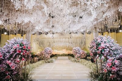 Decorations in a wedding hall set-up at Vasa Hotel Surabaya