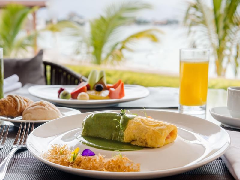 Omelet dish served on a table at FA Hotels & Resorts