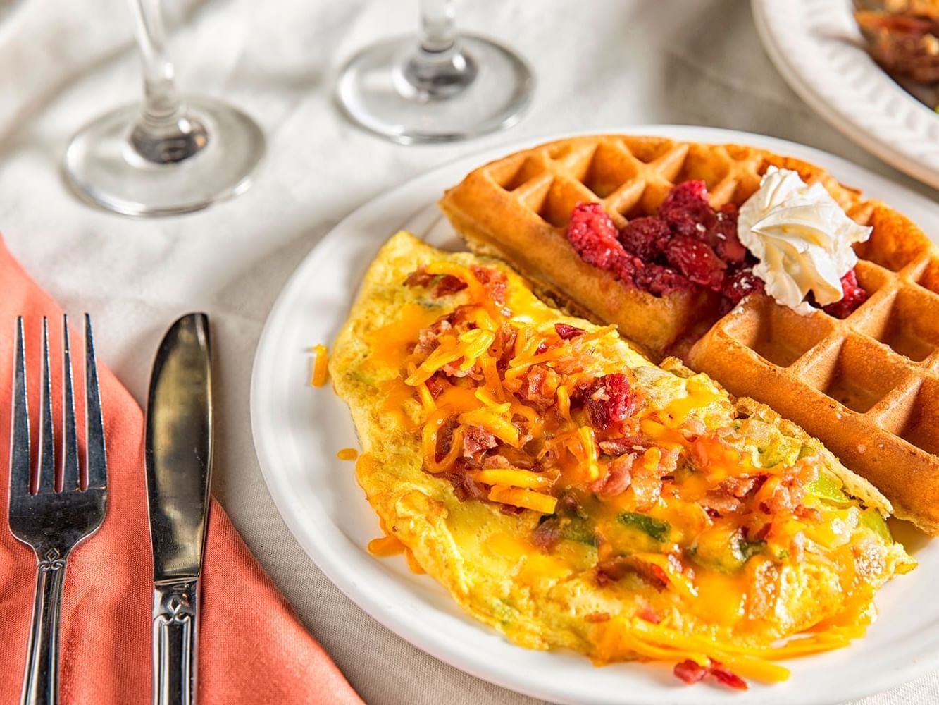 Waffles & Omelette served at Ka'anapali Beach Hotel Hawaii