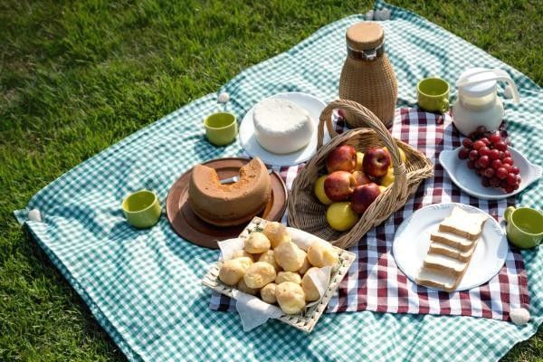 Picnic spread on a blanket at Wokingham Party in the Park event