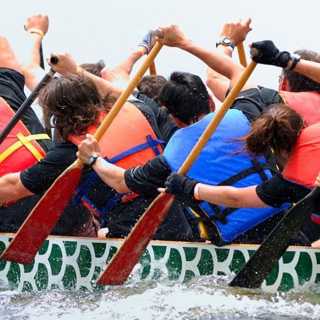 Team rowing at Dragon Boat Race Woking