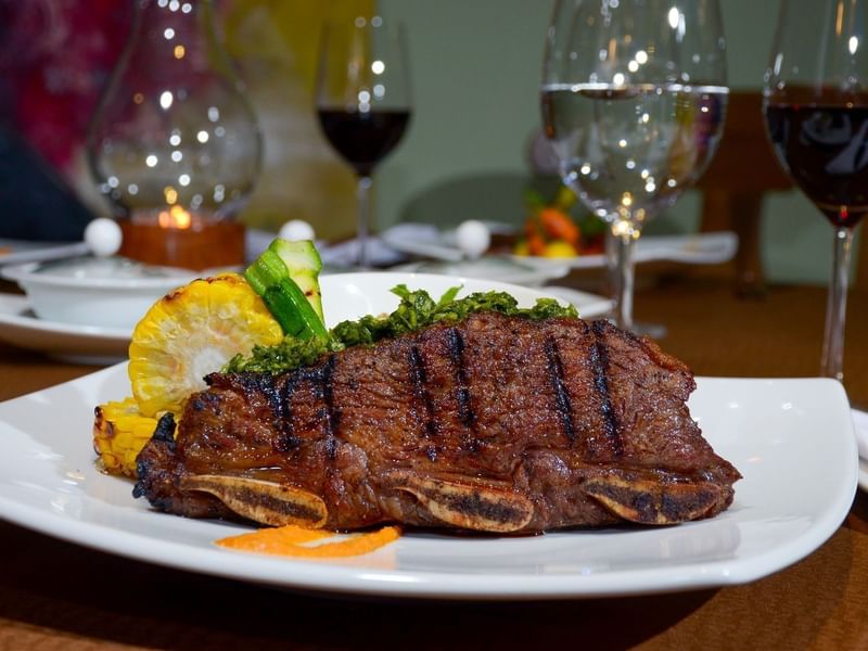 Close-up of a meat dish served at Fiesta Americana