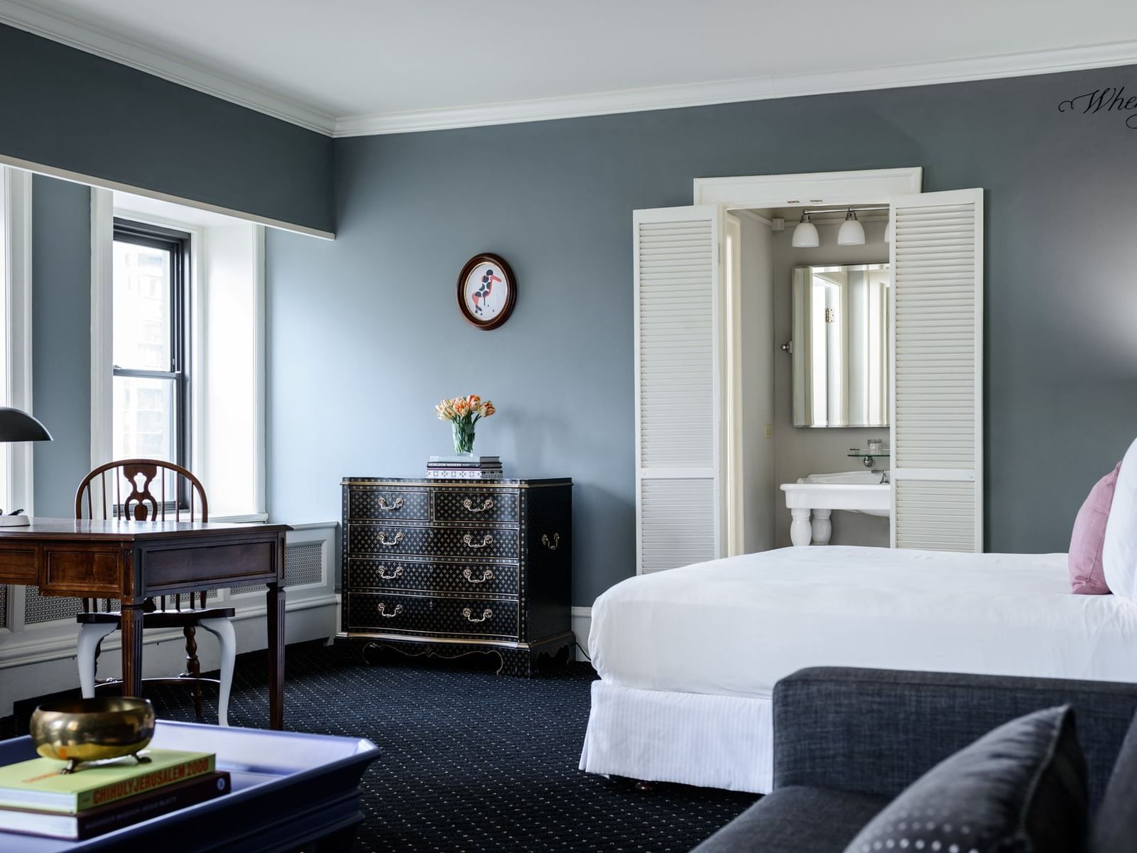 Interior of Ravello Studio Suite with a table at Hotel Sorrento