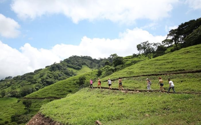 Group hiking on a mountain near Retreat Costa Rica