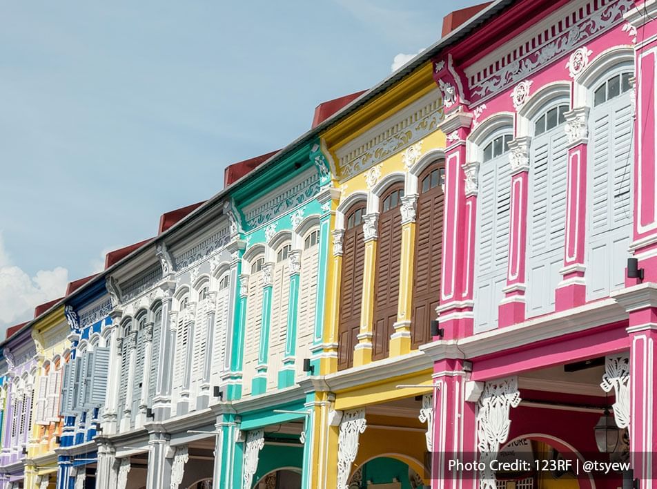 Beautiful painted heritage houses in Penang