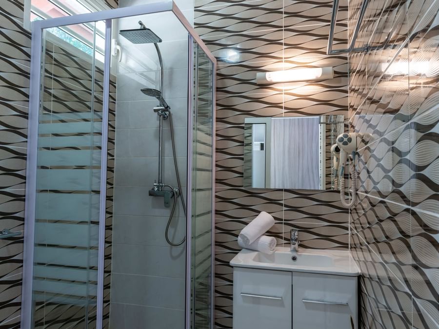 Bathroom interior in bedrooms at Hotel Belova