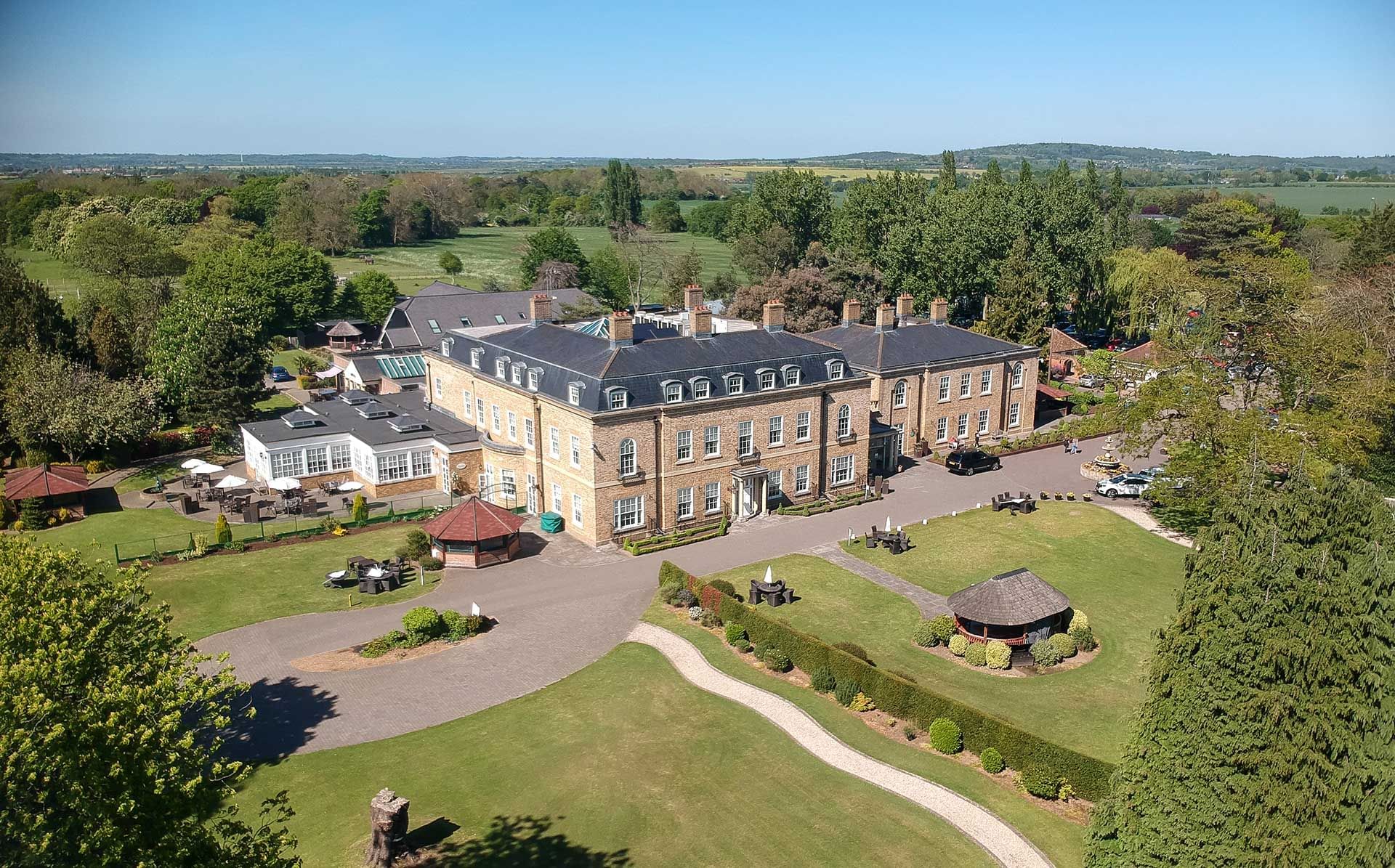 Aerial view of Orsett Hall Hotel